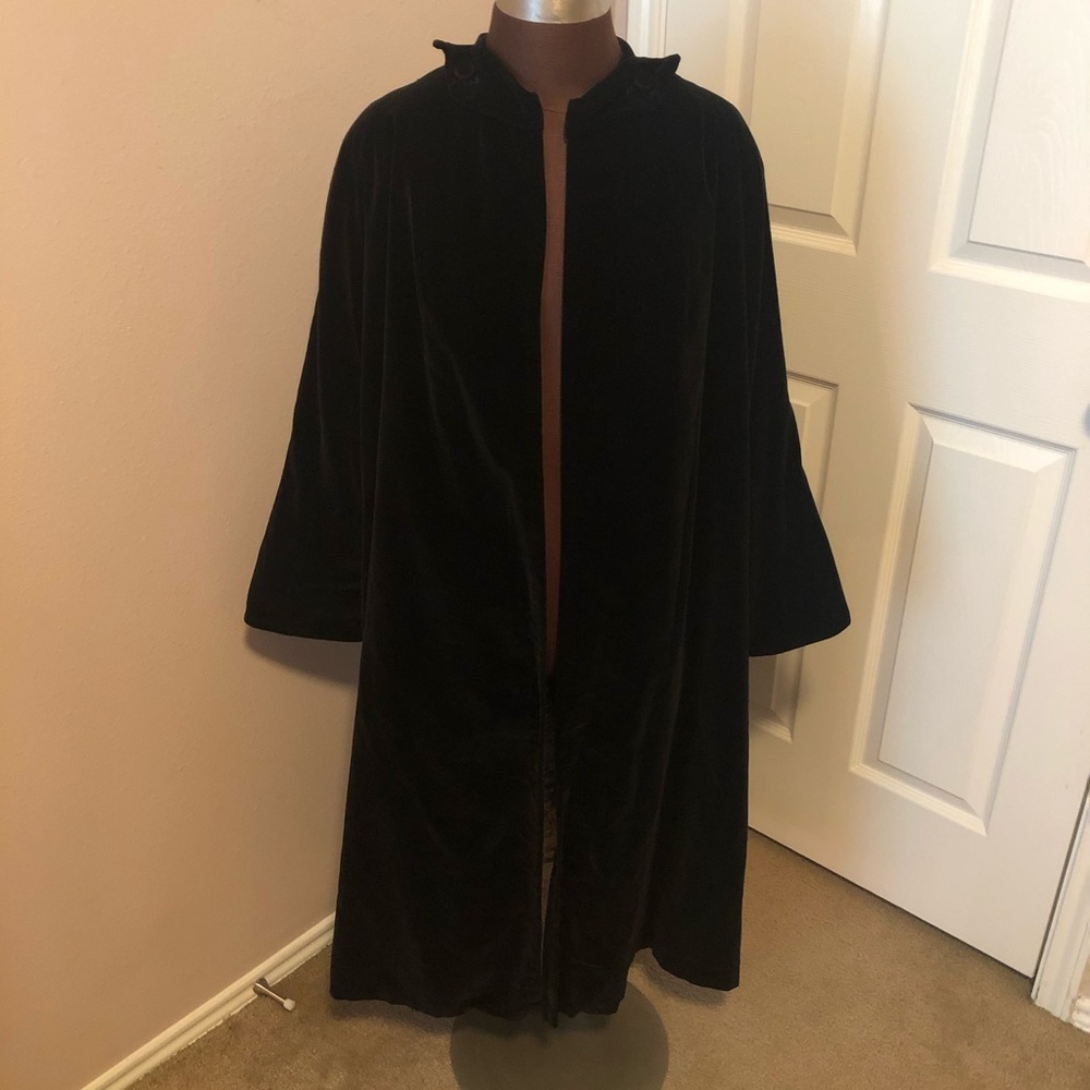 Black Velvet Cape Style Coat